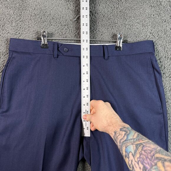 Paul Stuart Pants Mens 36x28 Blue Straight Fit Dress Slacks Wool Formal - Picture 7 of 12